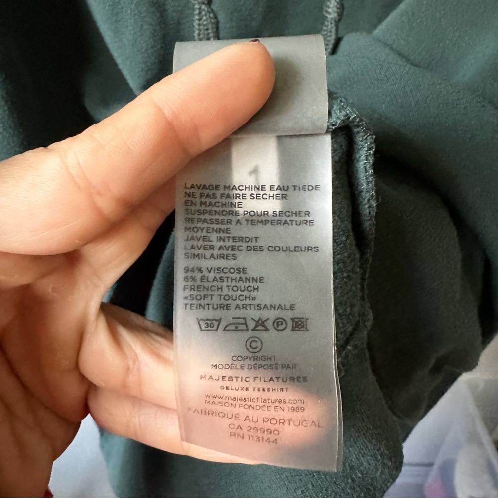 Majestic Filatures Deluxe Teeshirt French Touch Pullover Hoodie in Hunter Green - Picture 4 of 6